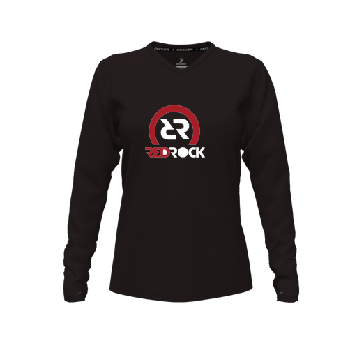 [FTLVPTBK-FYXS-LOGO1] Decker Performance T-Shirt (Female Youth XS, Black, V Neck, Logo 1, Long Sleeve)