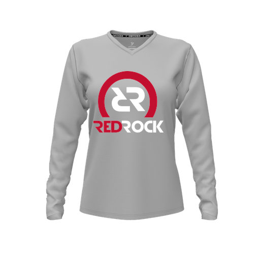 [CUS-DFW-TEES-PER-VNK-LSL-GRY-FYXS-LOGO1] Decker Performance T-Shirt (Female Youth XS, Gray, V Neck, Logo 1, Long Sleeve)
