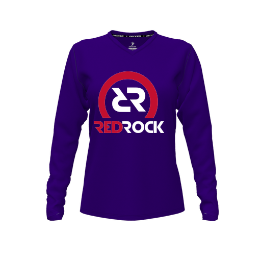 [FTLVPTPP-FYXS-LOGO1] Decker Performance T-Shirt (Female Youth XS, Purple, V Neck, Logo 1, Long Sleeve)