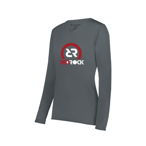 [222824.059.S-LOGO1] Ladies LS Smooth Sport Shirt (Female Adult S, Gray, Logo 1)