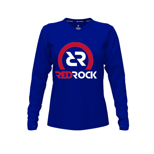 [CUS-DFW-TEES-CMF-VNK-LSL-RYL-FYXS-LOGO1] Decker Comfort T-Shirt (Female Youth XS, Royal, V Neck, Logo 1, Long Sleeve)