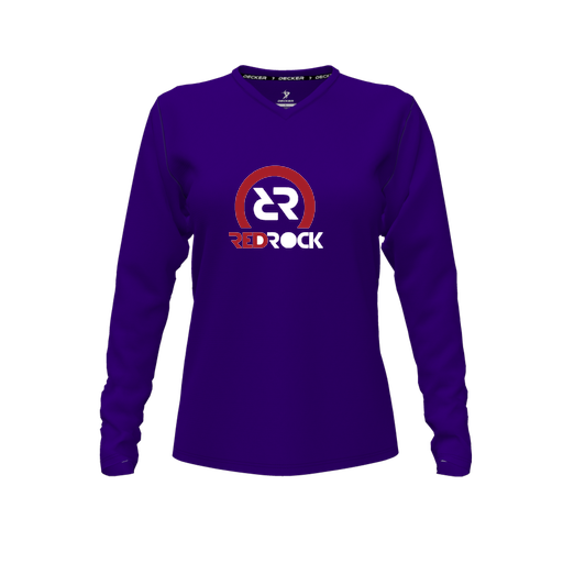 [FTLVCFPP-FYXS-LOGO1] Decker Comfort T-Shirt (Female Youth XS, Purple, V Neck, Logo 1, Long Sleeve)