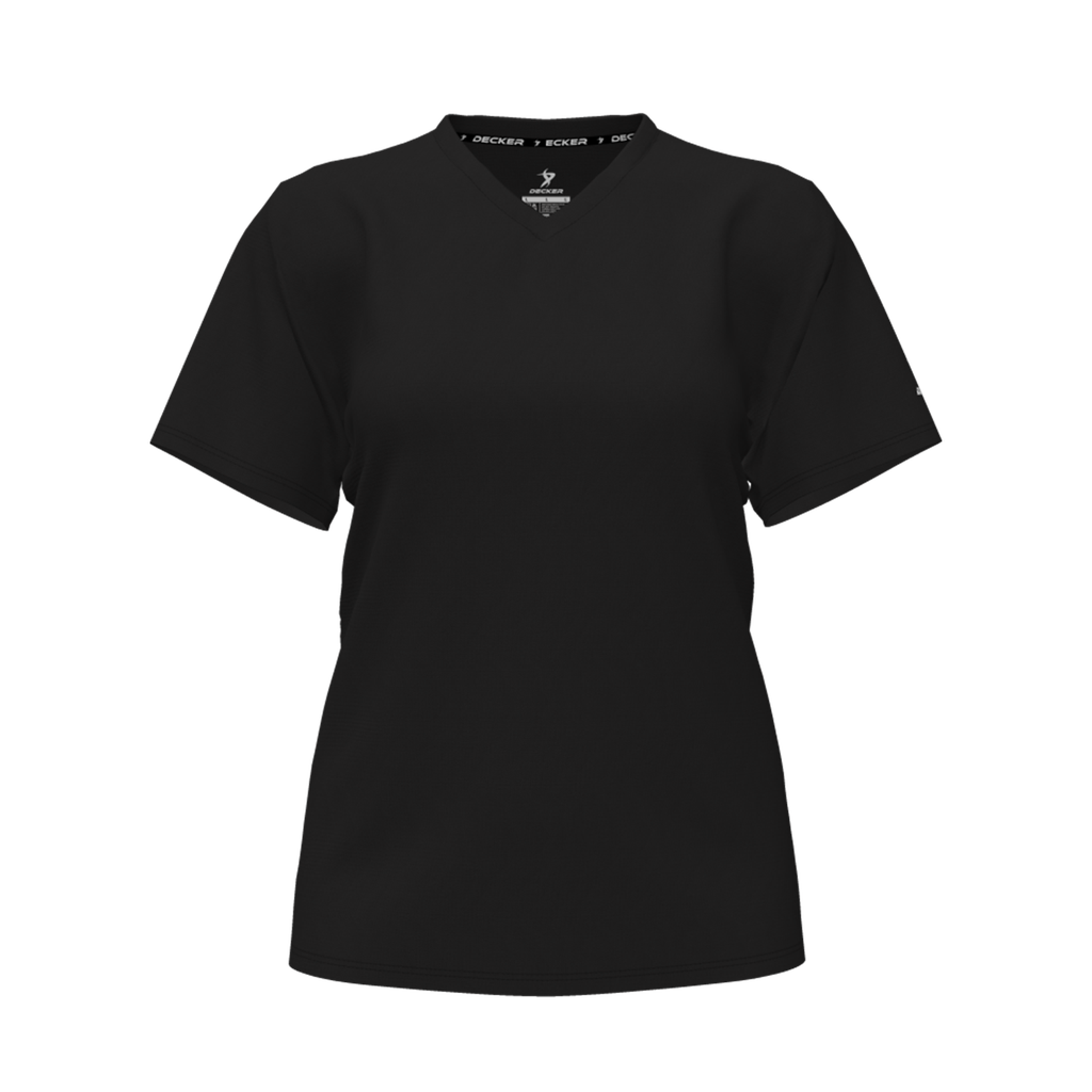 [CUS-DFW-TEES-PER-CNK-LSL-BLK-FYXS-LOGO1] Decker Performance T-Shirt (Crew Neck, Long Sleeve, Black, Female Youth XS, Logo 1)