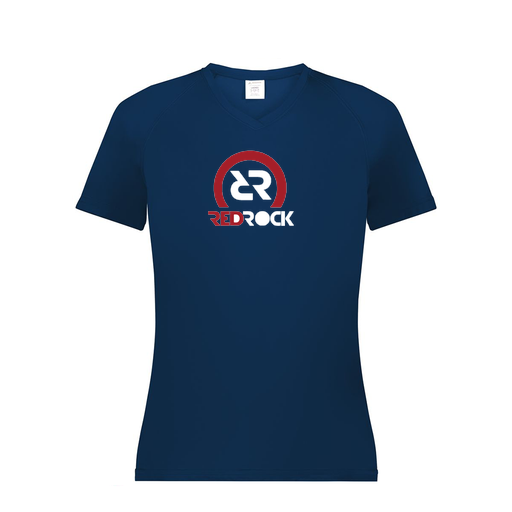 [2792.065.XS-LOGO1] Ladies Smooth Sport V-Neck T-Shirt (Female Adult XS, Navy, Logo 1)
