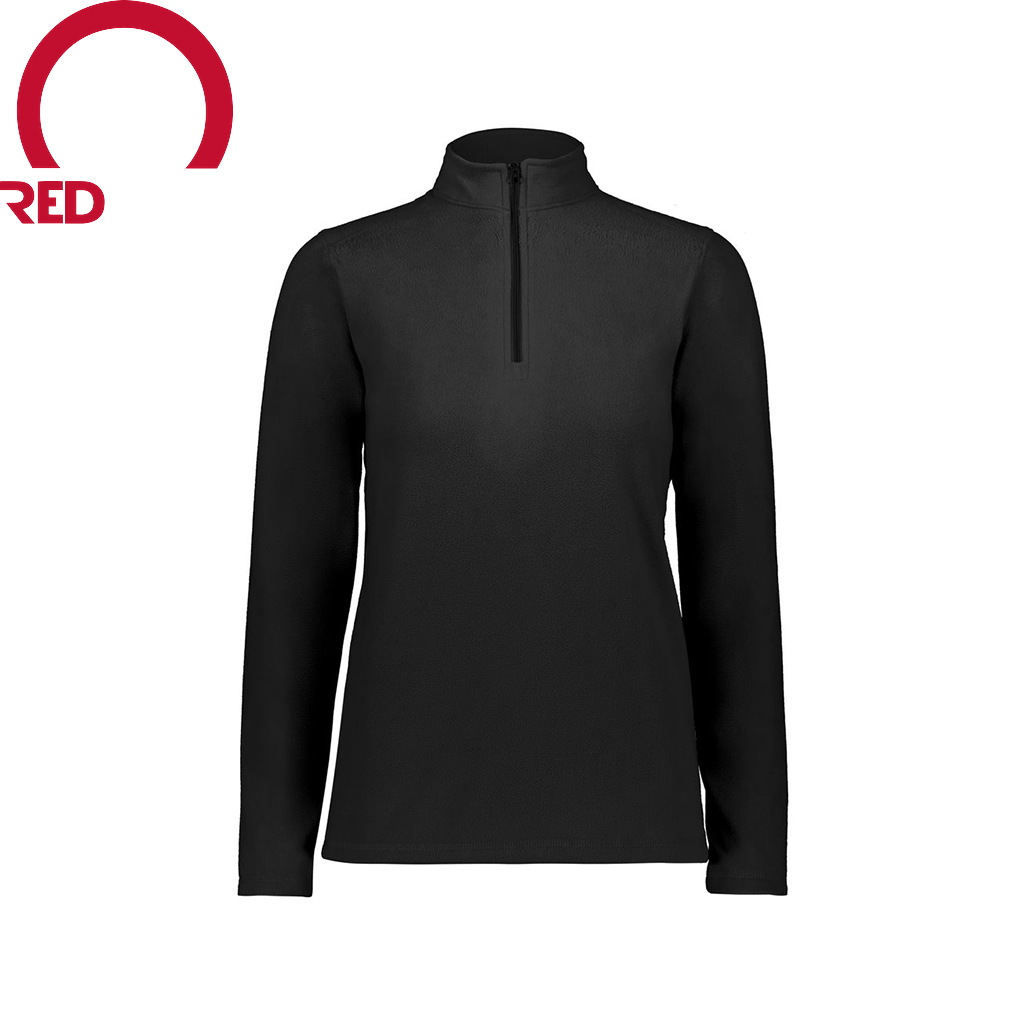 [6864.080.L-LOGO1] Ladies MicroFleece 1/4 Zip Pullover (Logo 1, Female Adult L, Black)