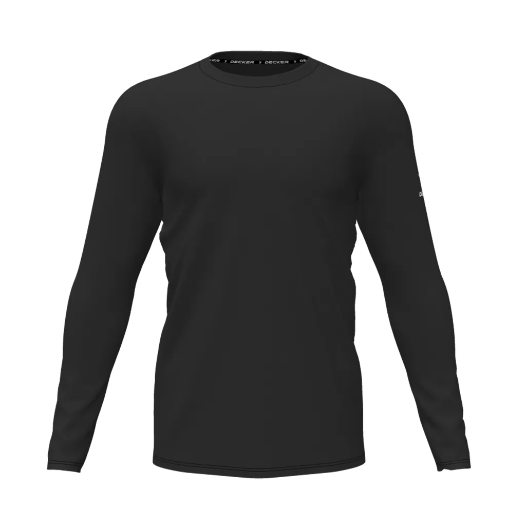 [CUS-DFW-TEES-PER-CNK-LSL-BLK-YXS-LOGO1] Decker Youth Performance T-Shirt - Long Sleeve (Black, Youth XS, Logo 1)